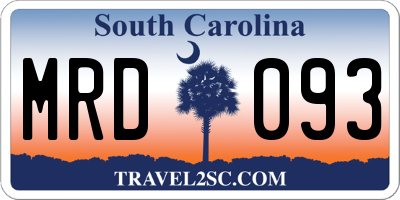 SC license plate MRD093