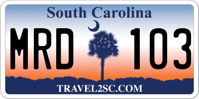 SC license plate MRD103