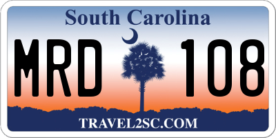 SC license plate MRD108