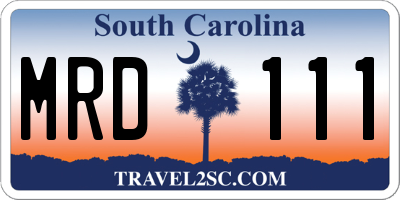 SC license plate MRD111