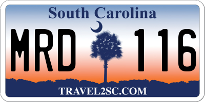 SC license plate MRD116