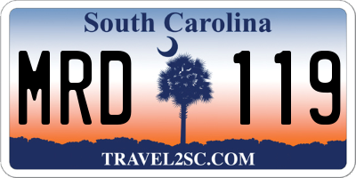 SC license plate MRD119