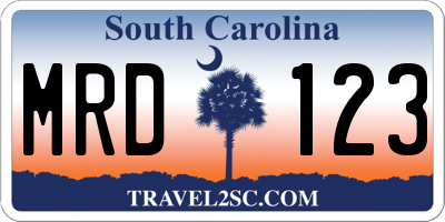 SC license plate MRD123