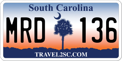 SC license plate MRD136