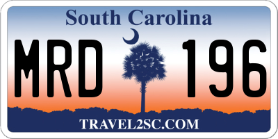 SC license plate MRD196