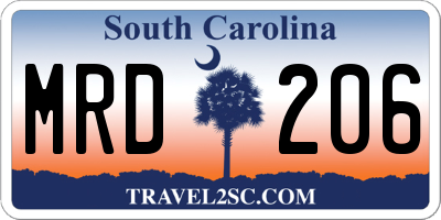 SC license plate MRD206