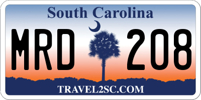 SC license plate MRD208