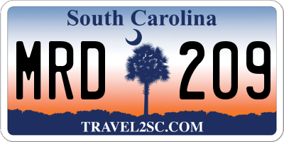 SC license plate MRD209