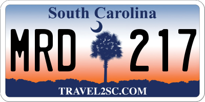 SC license plate MRD217