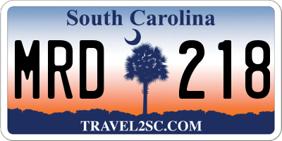 SC license plate MRD218