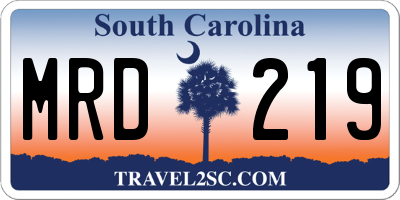 SC license plate MRD219