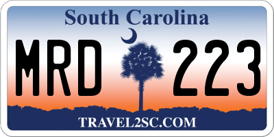 SC license plate MRD223