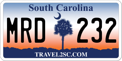 SC license plate MRD232