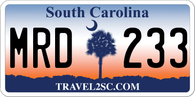SC license plate MRD233