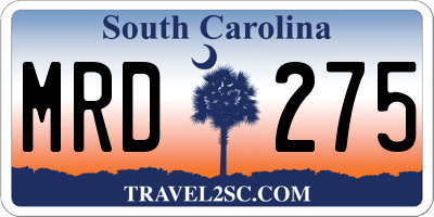 SC license plate MRD275