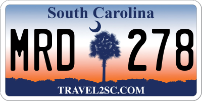SC license plate MRD278