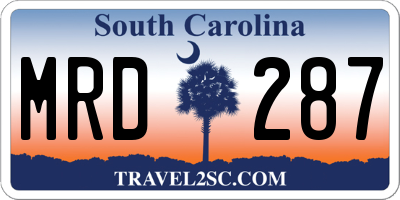 SC license plate MRD287