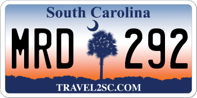 SC license plate MRD292