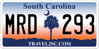 SC license plate MRD293