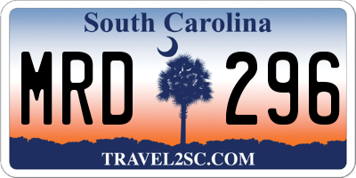 SC license plate MRD296