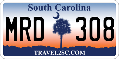 SC license plate MRD308