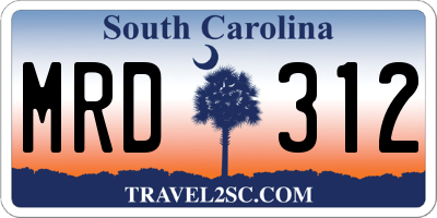 SC license plate MRD312