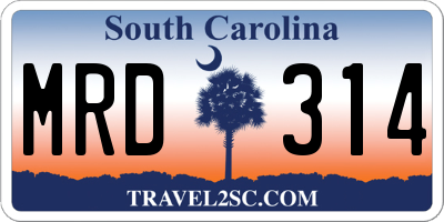 SC license plate MRD314