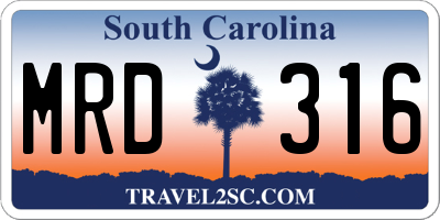 SC license plate MRD316
