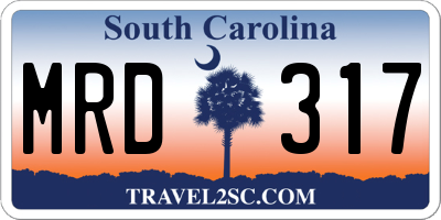 SC license plate MRD317