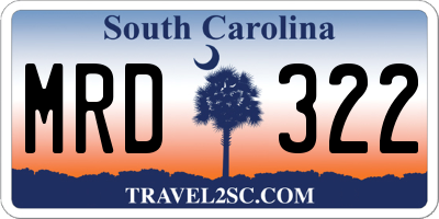 SC license plate MRD322