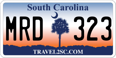 SC license plate MRD323
