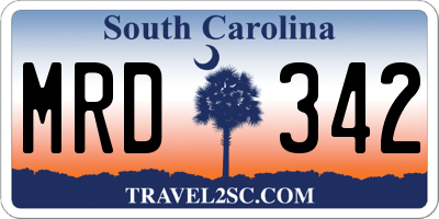 SC license plate MRD342