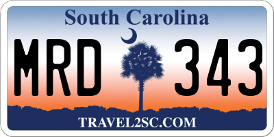 SC license plate MRD343