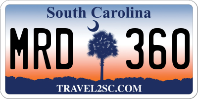 SC license plate MRD360