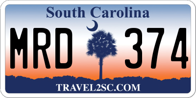 SC license plate MRD374