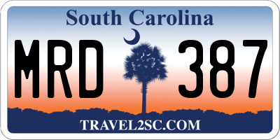 SC license plate MRD387