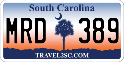 SC license plate MRD389