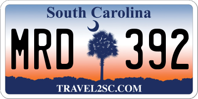 SC license plate MRD392