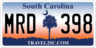 SC license plate MRD398