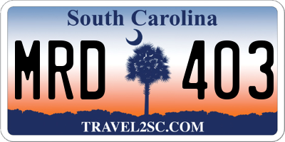 SC license plate MRD403