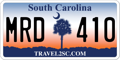 SC license plate MRD410