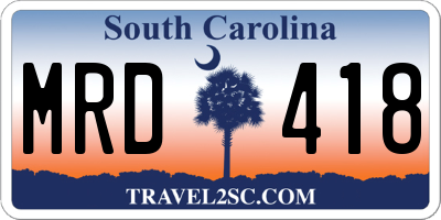 SC license plate MRD418