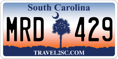 SC license plate MRD429
