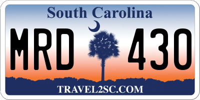SC license plate MRD430