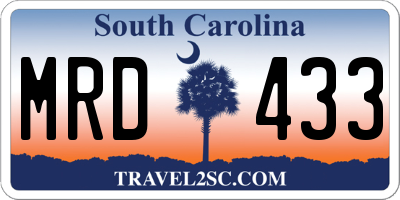 SC license plate MRD433