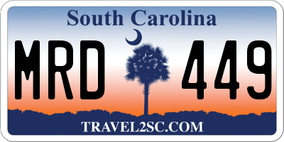 SC license plate MRD449