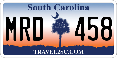 SC license plate MRD458