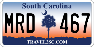 SC license plate MRD467