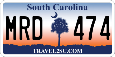 SC license plate MRD474