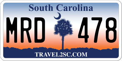 SC license plate MRD478
